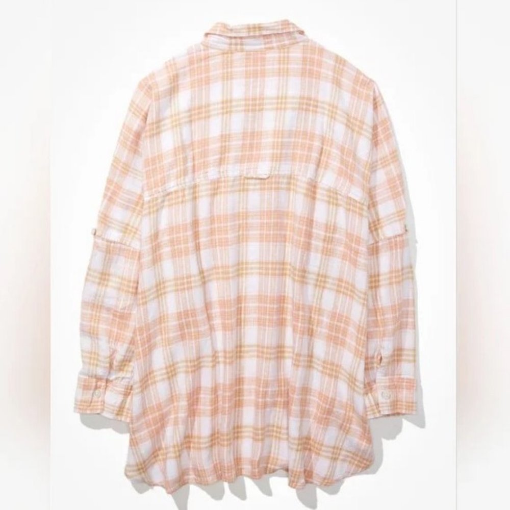 NEW American Eagle Linen Oversized Shirt L - Picture 5 of 14